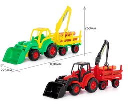Трактор "Чемпион" с ковшом + прицеп-лесовоз (0483) в сеточке 81*22,5*26см, Полесье