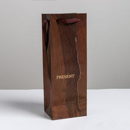 Пакет подарочный ламинированный под бутылку, упаковка, «Wood present», 13×36×10 см