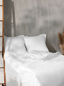 Простыня на резинке 2-спальная SL Home Tencel, 180×200+30 см, тенсель, белая