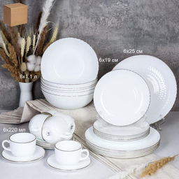 Столовый набор 30 предметов ЗОЛОТО / GRAY-30/751821055 (White Gold ) /уп 2/