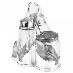 Набор для специй 4 предмета: солонка 40мл, д3,2см h9см, перечница 40мл, д3,2см h9см, горчичница 70мл, д4,6см h6см, с крышкой нерж., с ложкой нерж. 10,3см, салфетница, на подставке 10х7,6х13см, стекло/пластик под хром цветная коробка (Китай) - Домашняя мода фото 9