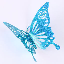 Цена за 4 шт. Топпер для торта «Бабочки», набор 12 шт., голография, голубой