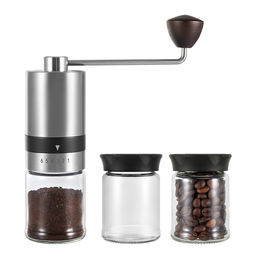 51906 GIPFEL Кофемолка ручная ESSENCE со стальными жерновами, с двумя стеклянными баночками для хранения кофе в подарочной упаковке. Материал: стекло, пластик, нержавеющая сталь 18/10.