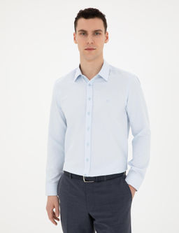 Рубашка Pierre Cardin Slim Fit с длинным рукавом светло-голубая