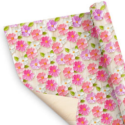 Цена за 10 шт. Бумага крафтовая двухсторонняя Объемные цветы, 70 ? 100 см