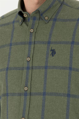 Мужская рубашка цвета хаки с длинным рукавом - U.s. polo assn фото 7