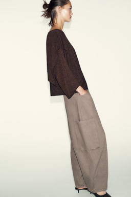 METALLIC THREAD KNIT CAPE JUMPER