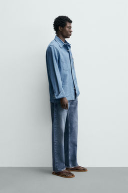CAMISA DENIM BOLSILLOS / Azul - Zara фото 4