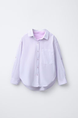 STRIPED POPLIN SHIRT AND RIBBED T-SHIRT PACK - Zara фото 2