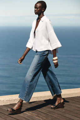WIDE-SLEEVE LINEN BLEND SHIRT - Zara фото 8
