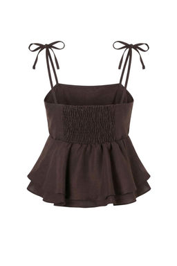 Kahverengi Ask?lar? Baglama Detayl? S?rt? Gipeli Dokuma Bluz TWOSS26BZ00413 - Trendyolmilla фото 2