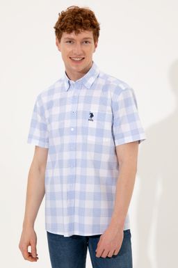 U. S. Polo Assn Мужская синяя рубашка с коротким рукавом