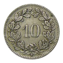 Монета 10 раппенов 1919 года Швейцария