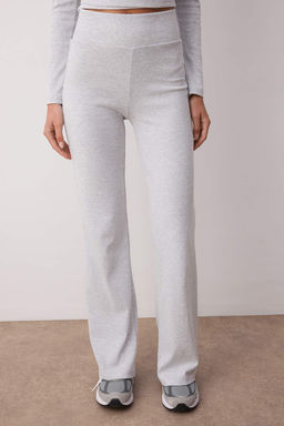 Gri Melanj Kruvaze Kapama Vucuda Oturan Uzun Kollu Esnek Orme Alt-Ust Tak?m TWOAW26AU00029