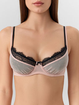 Бюстгальтер женский розовый кружевной