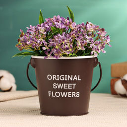 Цена за 2 шт. Кашпо - ведёрко Original Sweet Flowers, 600 мл, металл, коричневое