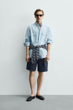 CAMISA FLUIDA REGULAR FIT BOLSILLOS AARON LEVINE X ZARA / Celeste claro