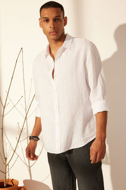 TRENDYOL MAN Premium Gri %100 Keten Regular Fit Gomlek TMNSS24GO00058 - Trendyolmilla фото 2