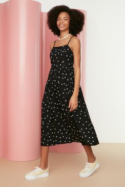 TRENDYOLMILLA Indigo A Kesim Cicek Desenli Ask?l? Midi Dokuma Elbise TWOSS21EL1341  фото 4