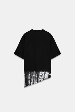 CAMISETA ASIM?TRICA LENTEJUELAS / Negro - Zara фото 7