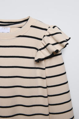 RIBBED T-SHIRT WITH RUFFLES - Zara фото 3