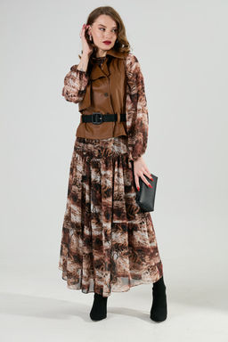 Костюм NIKVA н1022-1 шоколад и тигровая абстракция  фото 4