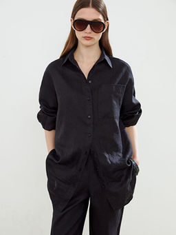 Oversize %100 Keten Kad?n G?mlek Tunik