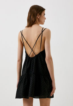 Платье из хлопковой ткани с перфорированным зигзагообразным узором - Incity фото 17