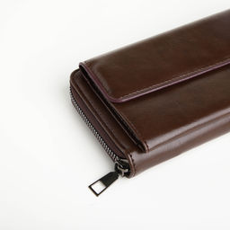 Портмоне мужское на молнии, 5 отделений, коричневое