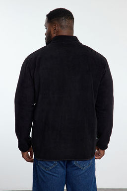 TRENDYOL MAN Buyuk Beden Siyah Regular/Normal Kesim Dik Yaka Anti-pilling Polar Sweatshirt TMNAW25AO00020 - Trendyolmilla фото 5