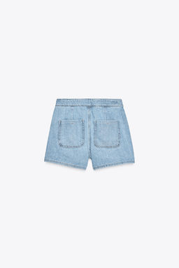 Z1975 DENIM SKORT WITH WRAP-OVER BUTTON DETAIL - Zara фото 7