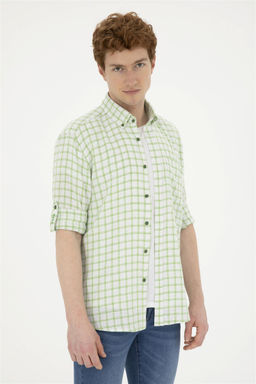 Мужская зеленая рубашка с длинным рукавом Неожиданная скидка в корзине - U.s. polo assn фото 3