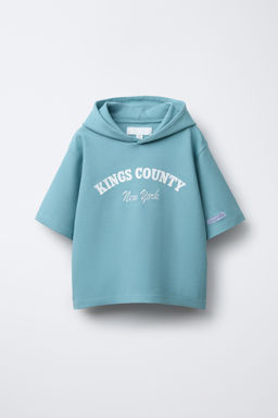 SLOGAN SHORT SLEEVE HOODIE