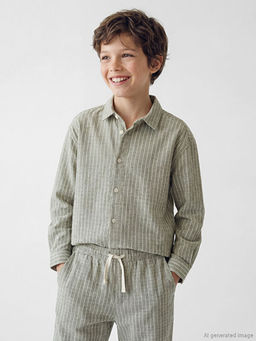 Erkek ?ocuk ?izgili Poplin G?mlek