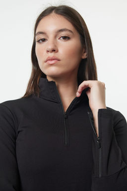 TRENDYOLMILLA Siyah Ekstra S?cak Tutan Fermuarl? Polar K?sl?k Orme Spor Sweatshirt THMAW25SW00004  фото 2