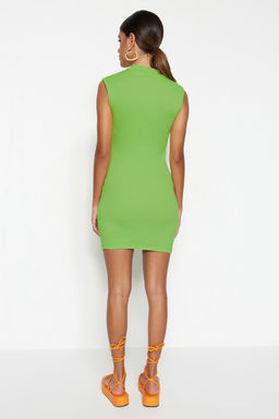 Lime Kolsuz Bisiklet Yaka Vucuda Oturan Esnek Mini Orme Kalem Elbise TWOSS22EL2819