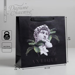 Цена за 2 шт. Пакет подарочный ламинированный квадратный, упаковка, «Antique», 30×30×12 см