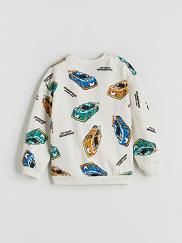 Bisiklet Yaka Bask?l? Erkek ?ocuk Sweatshirt