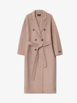 Двубортное пальто из шерсти, R133/toffees