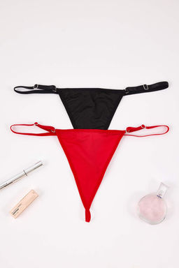 Siyah-K?rm?z? 2li Micro Duz String Kulot THMAW26KU00053 - Trendyolmilla фото 3