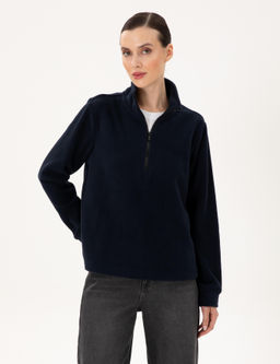 Lacivert Oversize Polar Sweatshirt