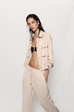 CHAQUETA SAFARI MANGA REMANGADA / Beige - Zara фото 3