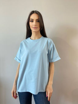 K10391 Футболка OVER SIZE ГОЛУБОЙ