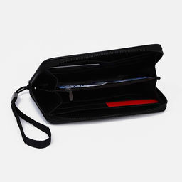 Портмоне мужское на молнии, отдел для купюр, для карт, для монет, чёрное