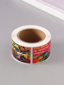 Цена за 2 шт. Наклейка бумага Тачки, 3?5 см, 200 шт. в рулоне