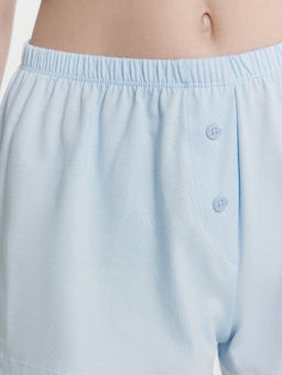 Комплект домашний женский: футболка и шорты белый +голубое небо +печать 592599