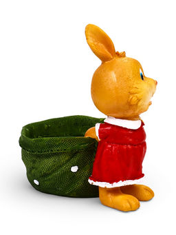 Декоративное кашпо для цветов «Зайка с мешком», 300 мл, 13×10×15 см, полистоун, Greengo