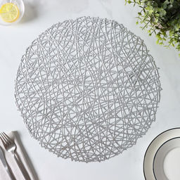 Набор салфеток сервировочных на стол Доляна Паутинка, d=38 см, 4 шт, цвет серебряный  фото 14
