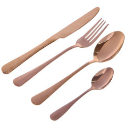 Набор столовых приборов "SANLI" 24шт (6ножей, 6вилок, 6ст.ложек, 6ч.ложек), цвет розовое золото