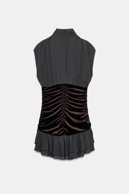 SHORT DRESS WITH VELVET AND RUFFLES - Zara фото 4